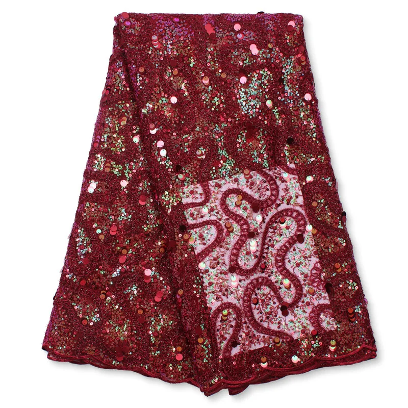 High Quality embroidered French Tulle 3D tulle Lace mesh Fabric Bridal glitter sequin Bead Lace Fabric with sequins multi color