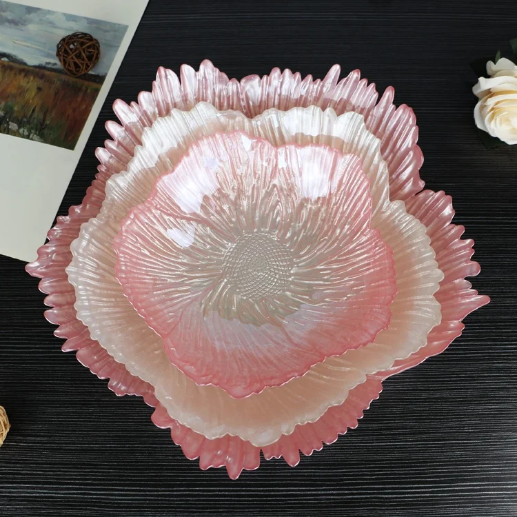 Лепесток дизайн белый розовый жемчуг фруктовый салат стеклянная чаша посуда Ресторан дома и кухни обеденный набор сервировочные стеклянные миски