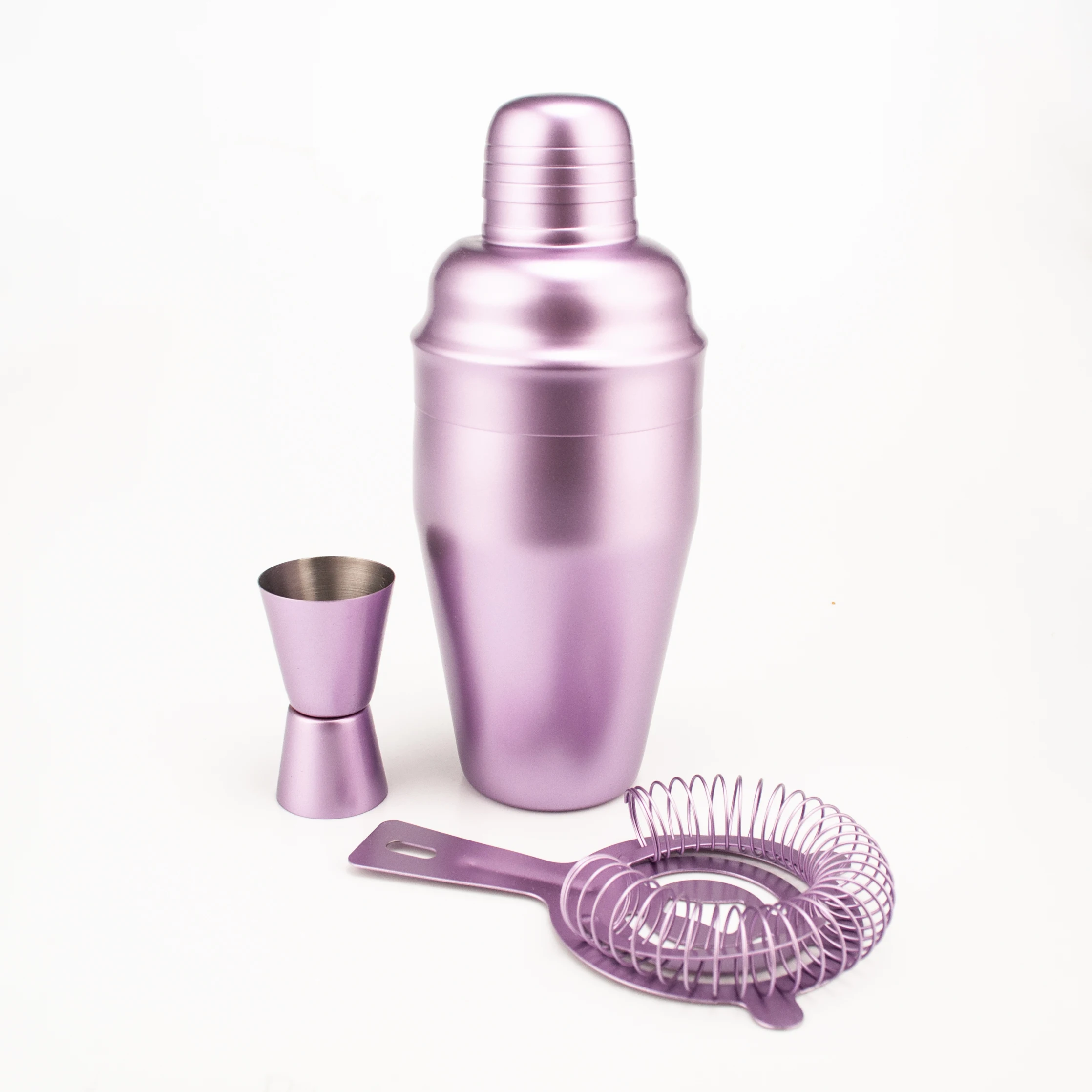 Premium 3 piece 18oz cocktail shaker set bar stainless steel colorful cocktail shaker set drink mixer barware set