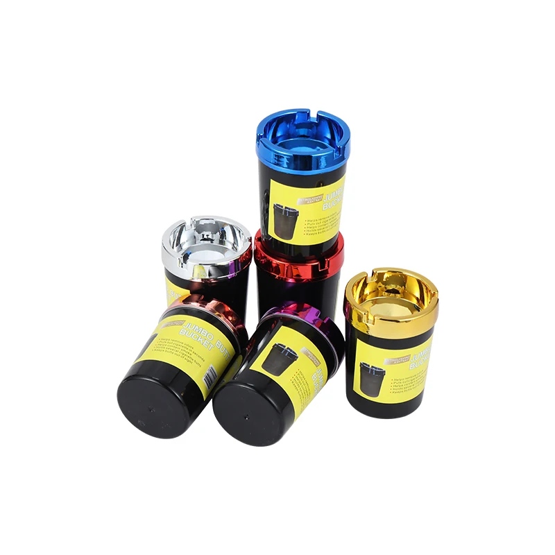 Wholesale Car Ashtray Round Shape Portable ABS Plastic Butt Bucket Cigarette Ashtray with Electroplate Lid