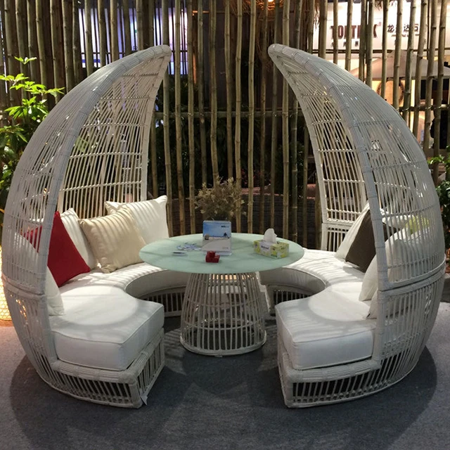 Combination Courtyard Hotel Bed And Breakfast Outdoor Furniture High Quality Ringlike Rattan Sofa Set