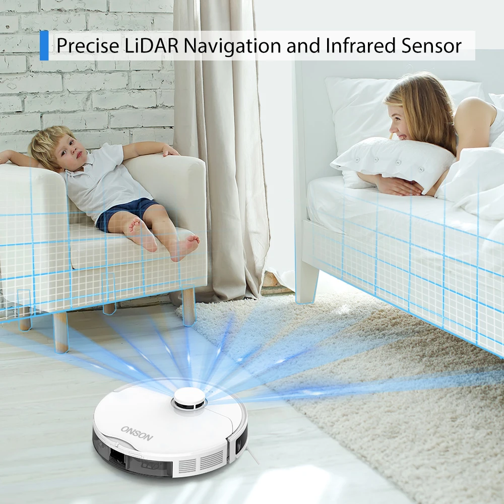Onson Intelligent LDS Laser Navigation Robot Vacuum Cleaner Self Emptying Wi-Fi Alexa Home Appliance Vacuum Cleaner
