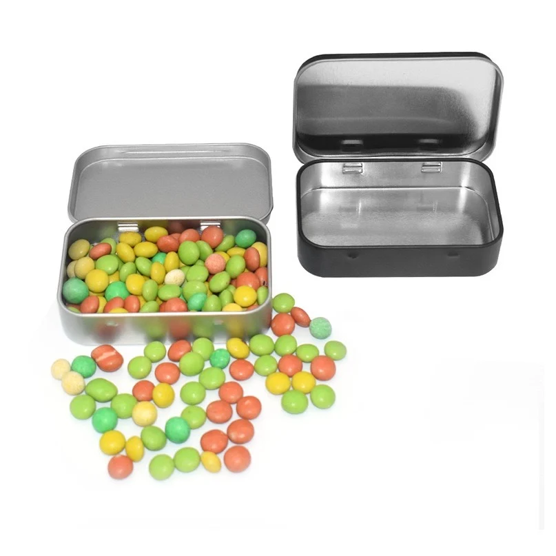 Wholesale 3 Colored Card Candy Small Tool Storage Small Hinged Metal Tin Box