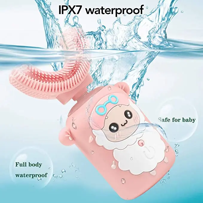 360 градусов детская умная электрическая зубная щетка u-образная детская силиконовая звуковая зубная щетка на батарейках для детей