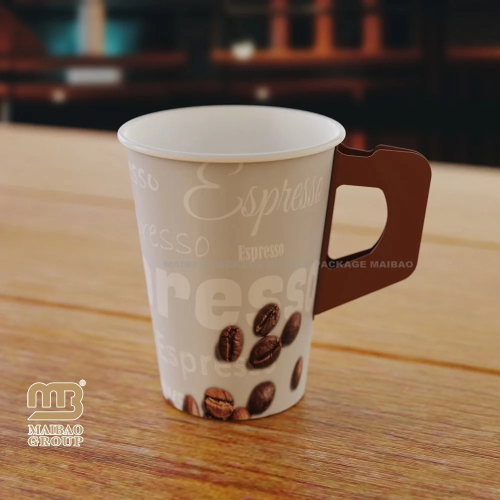 Disposable Paper Cup With Handle Perfect For Hot Drinks Tea & Coffee Handle Paper Cups Custom Printed Paper Cups