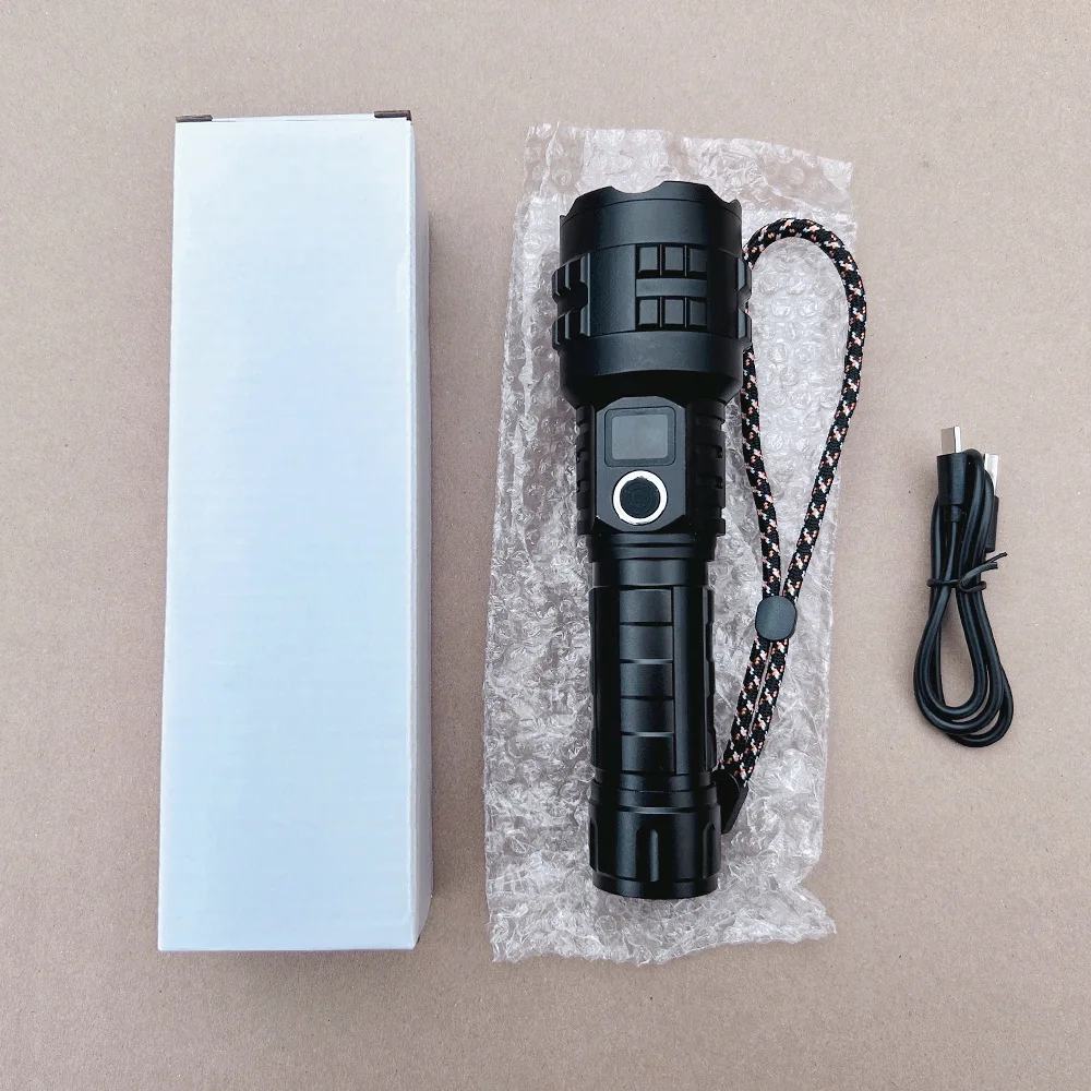 For outdoor emergency lighting P70 strong light handheld portable patrol TYPE-C retractable zoom flashlight