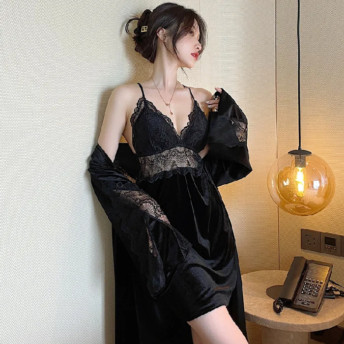 AMAZON shopify womens sleepwear sets two piece casual wear clothing set lace sling nightgown
