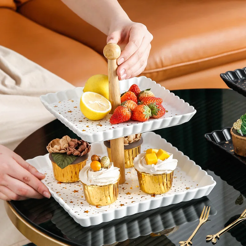 New Design Dessert Display Stand Cake Decoration Food Dessert Marble Ceramic Plate Cake Stand Birthday Wedding Part