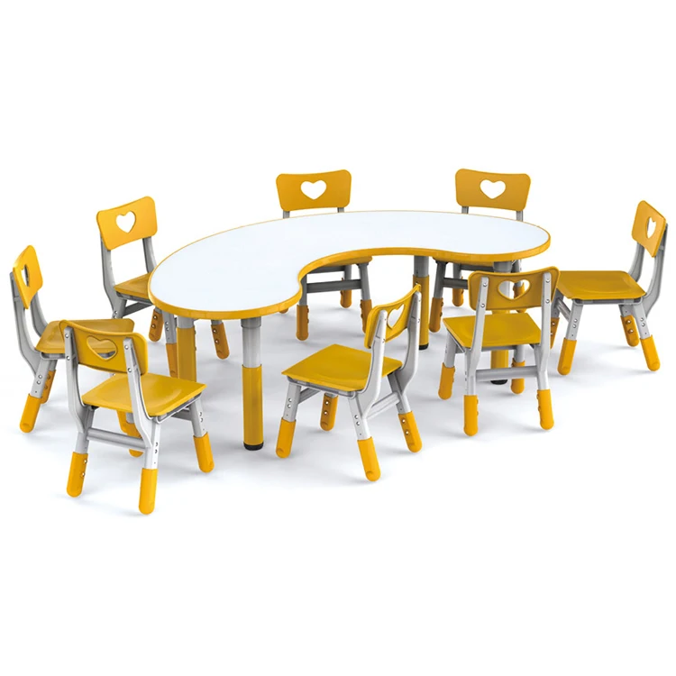 2020 China factory promote moon shape desks half kids table children plastic With 2 Years Warranty