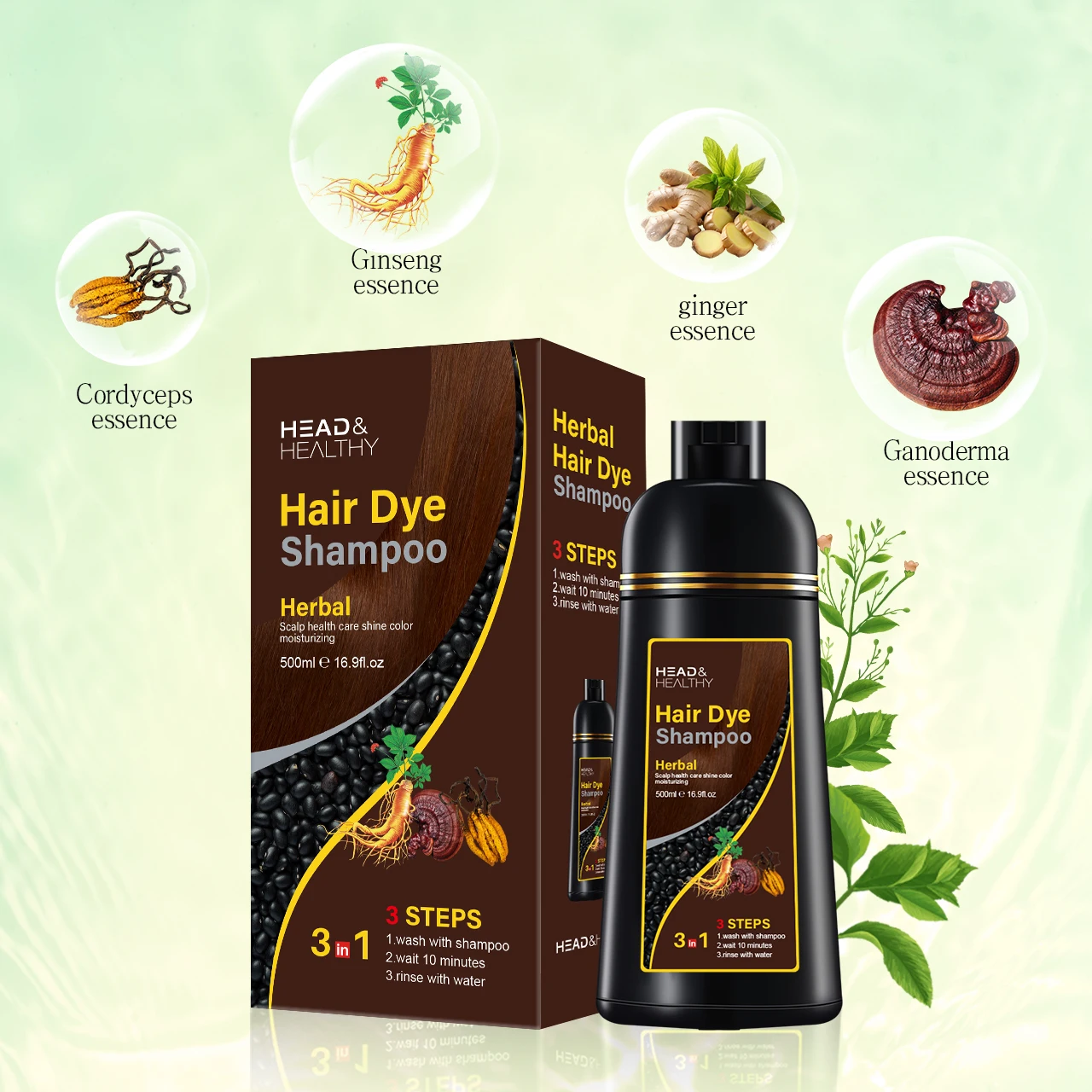 White Black Hair Dye colour shampoo New Arrival Organic Non Allergic Fast Anti Grey Color Dark Brown