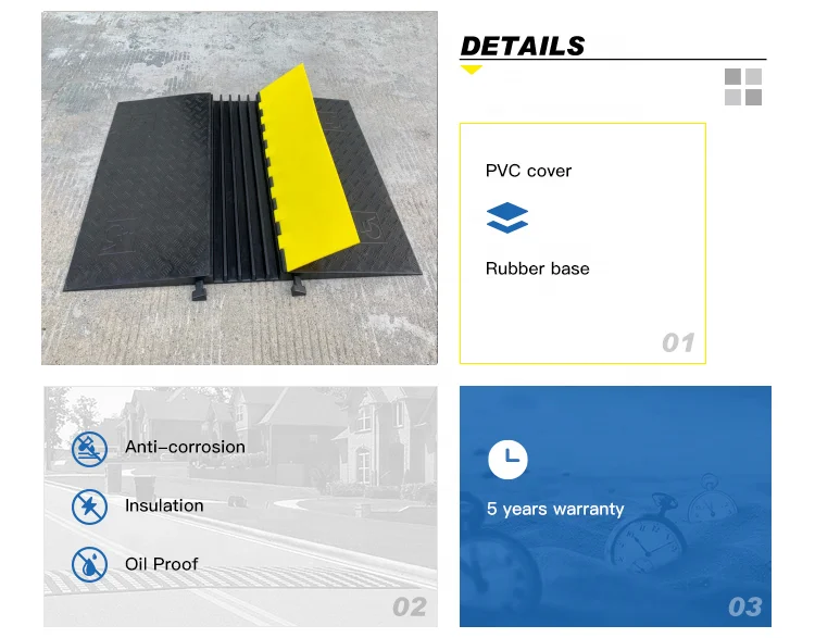 1270X900X50mm 5 Way Channel Rubber Cover Cable Ramp Road Safety Cable Protectors