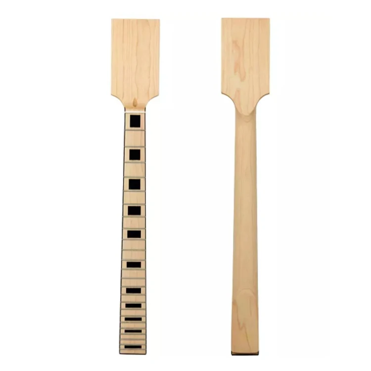Yasen Unfinished Guitar Neck Replacement Black Block Canada Maple 24 Fret Guitar Neck with DIY Paddle Head