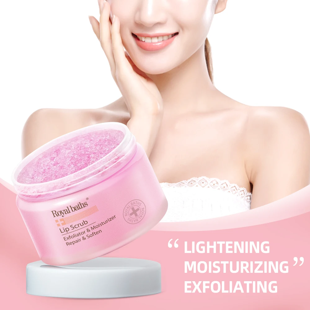 OEM Organic Vegan Fruit Vitamin E Peach Lip Exfoliator & Moisturizer Lip Sugar Scrubs For Lip Care