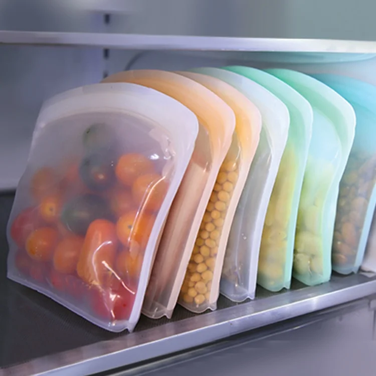 LFGB Multifarious Silicone Food Storage Bag Kitchen Platinum Food-Grade Silicone Reusable Bag