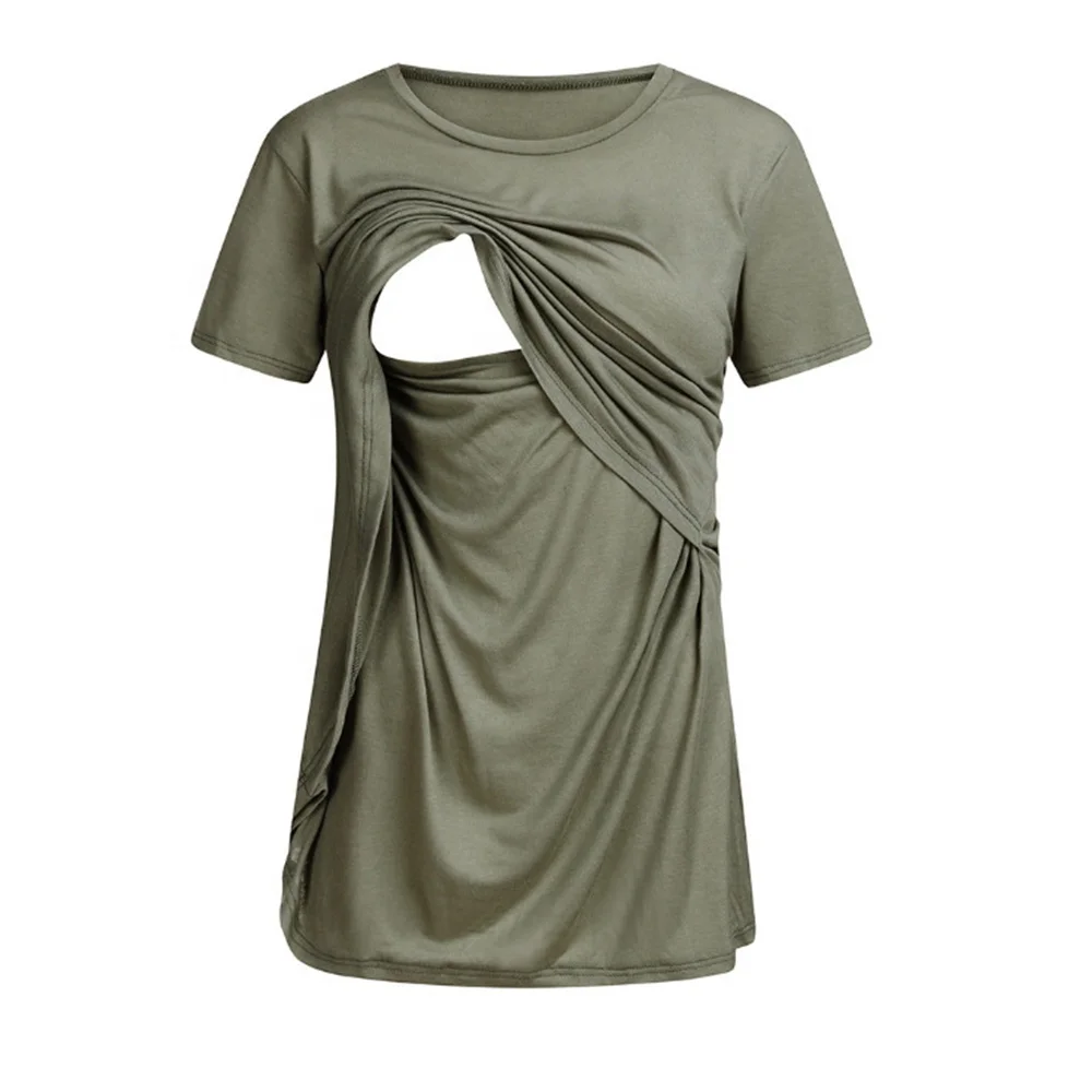 Женская одежда для беременных с коротким рукавом Большие размеры топы для кормления рубашка для грудного вскармливания с круглым вырезом