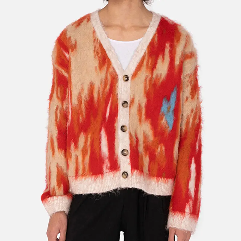 Winter Custom Furry knitwear Alpaca Wool Blend Jumper Winter Knitted Coat Men Warm Pullover Knitted Casual Wear Sweater