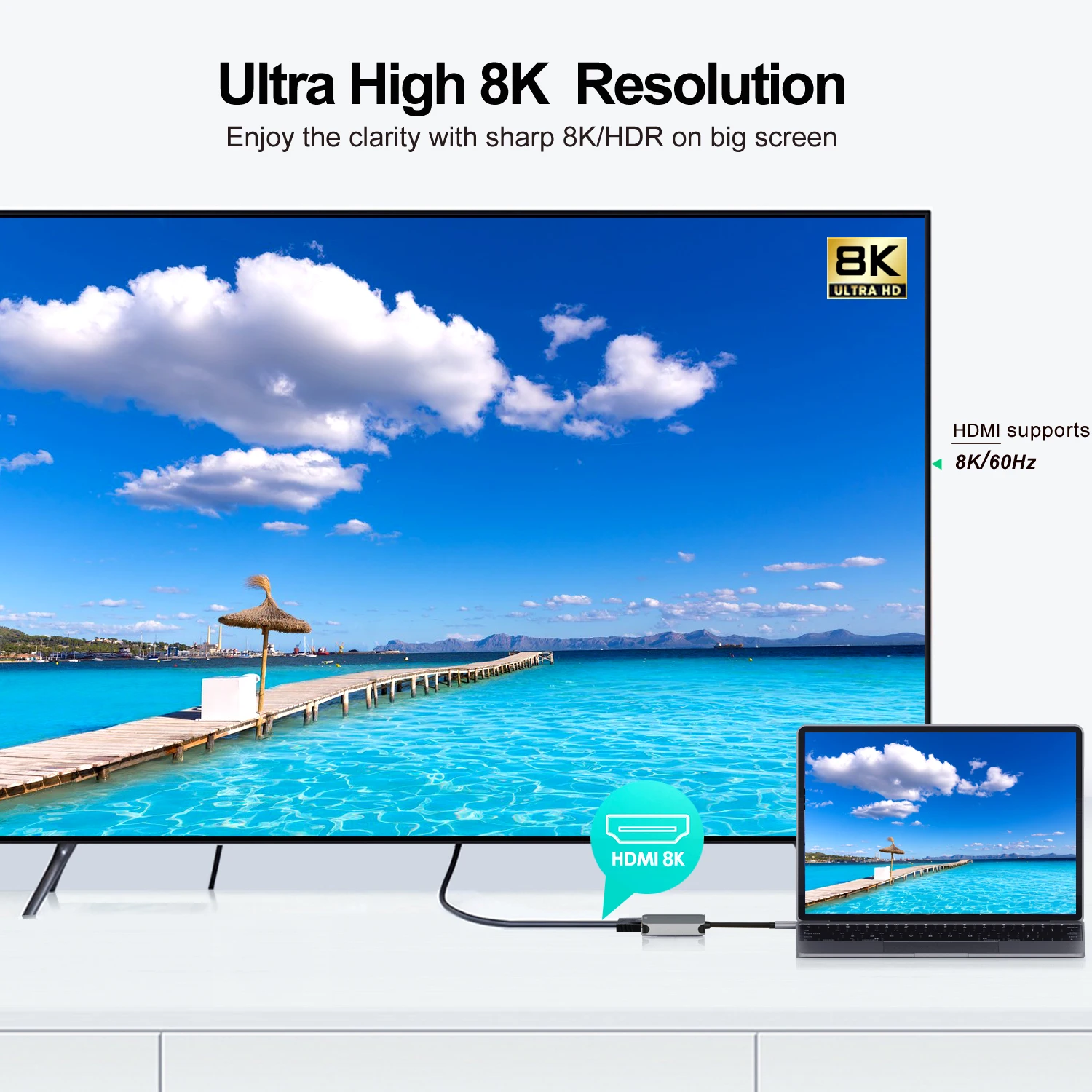 Новое поступление адаптер 8K HDR Type-C к HDMI Поддержка @ 60 Гц 4K 120 USB C UHD