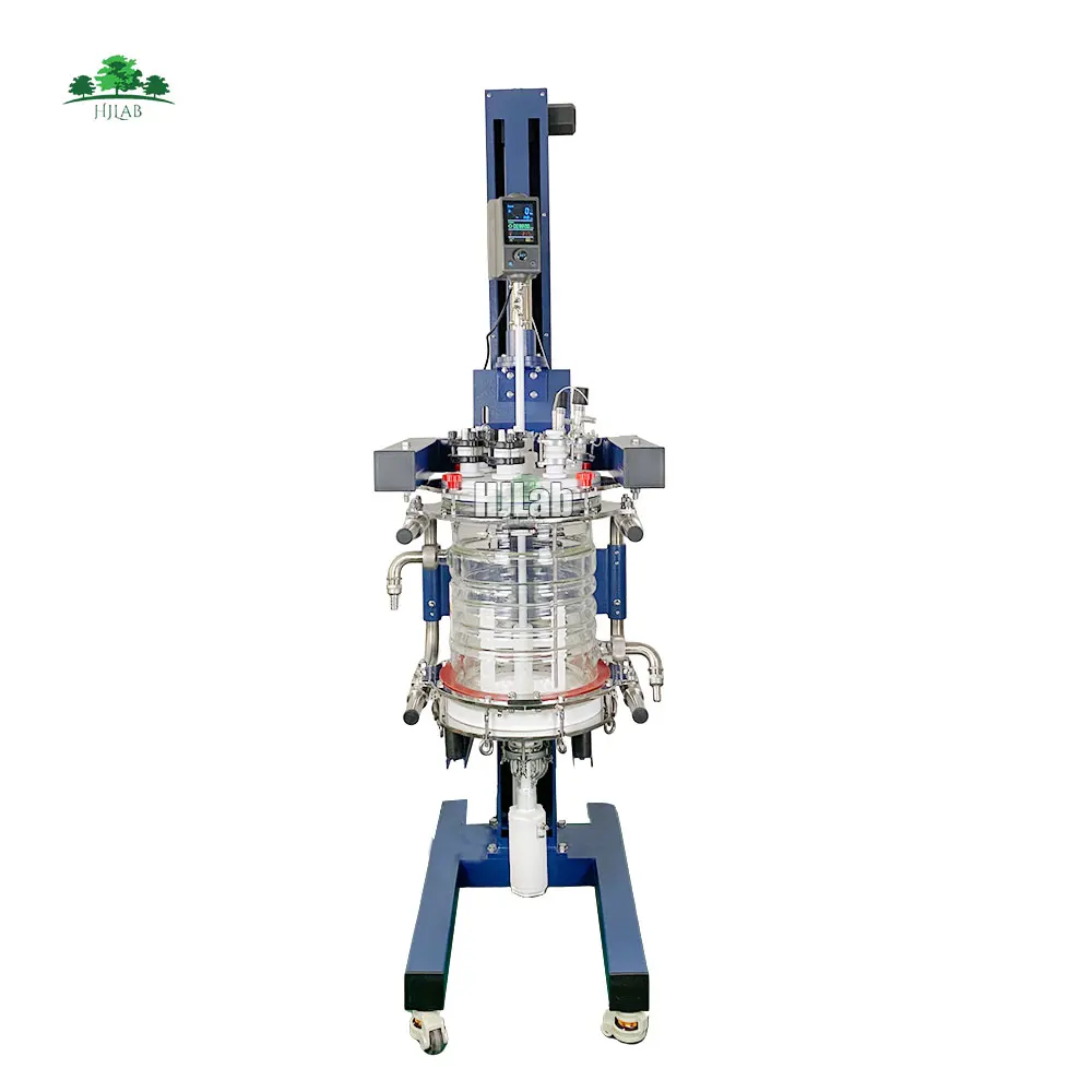 HJLab 20L PTFE Filtration Lifting and Rotation Jacketed Glass Reactor with Dynamic Temperature Control