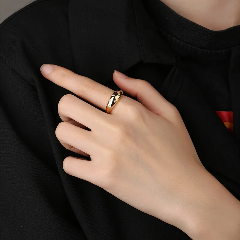 2023 Best Seller 18K Gold Plated Star Shiny Dome Ring stainless steel irregular star rings