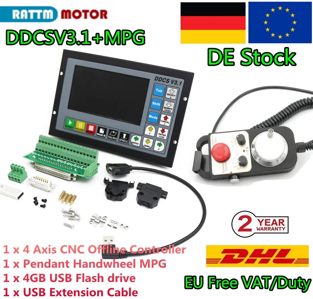 [EU] DDCSV3.1 500 кГц 4 оси Оффлайн автономный CNC контроллер движения системы PLC г-код Servo шаговый двигатель + MPG