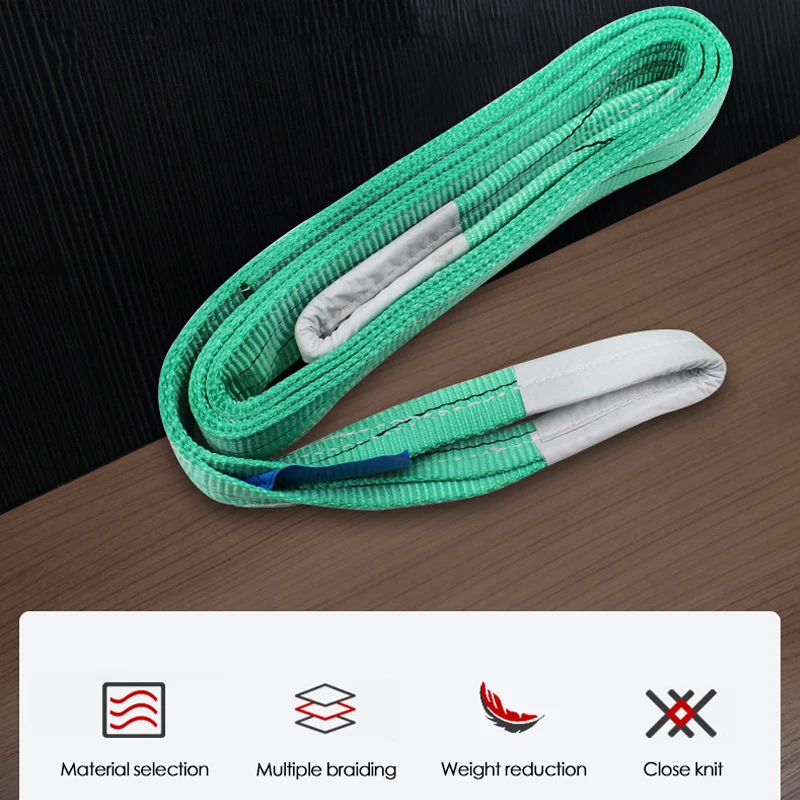 2T one way belt color code textile tape lifting slings belt crane flat polyester lift webbing sling