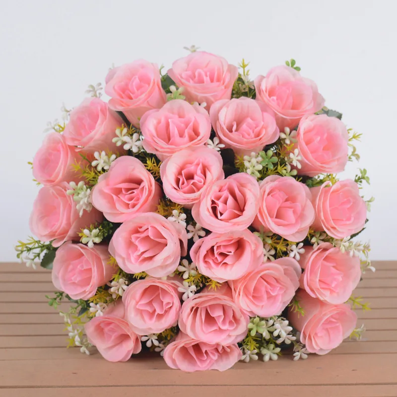 18 Head Open Premium Large Artificial Rose Bouquet Preserved Silk Rose Flowers For Bridal Wedding