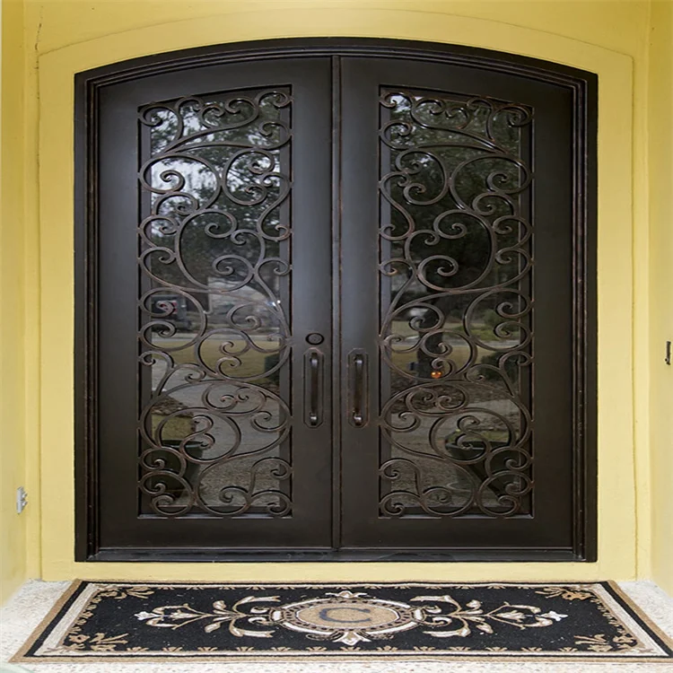 CBMmart modern novel design wood wrought iron entry door iron doors entrance wrought iron door handle