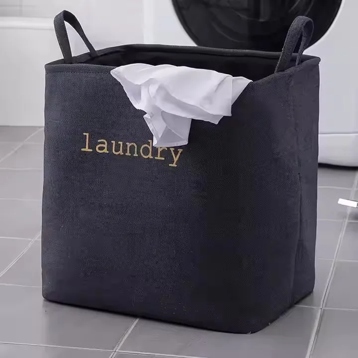 Large Foldable Laundry Basket Laundry Storage Organizer Bag Cotton Bedroom Storage Bag Hamper Dirty Clothes Basket with Handle