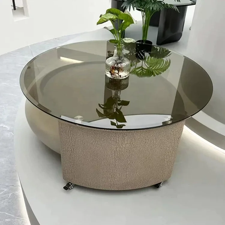 Factory Wholesale Modern Luxury Round Adjustable Can Lift 360 Degrees Rotating Storage Coffee Table