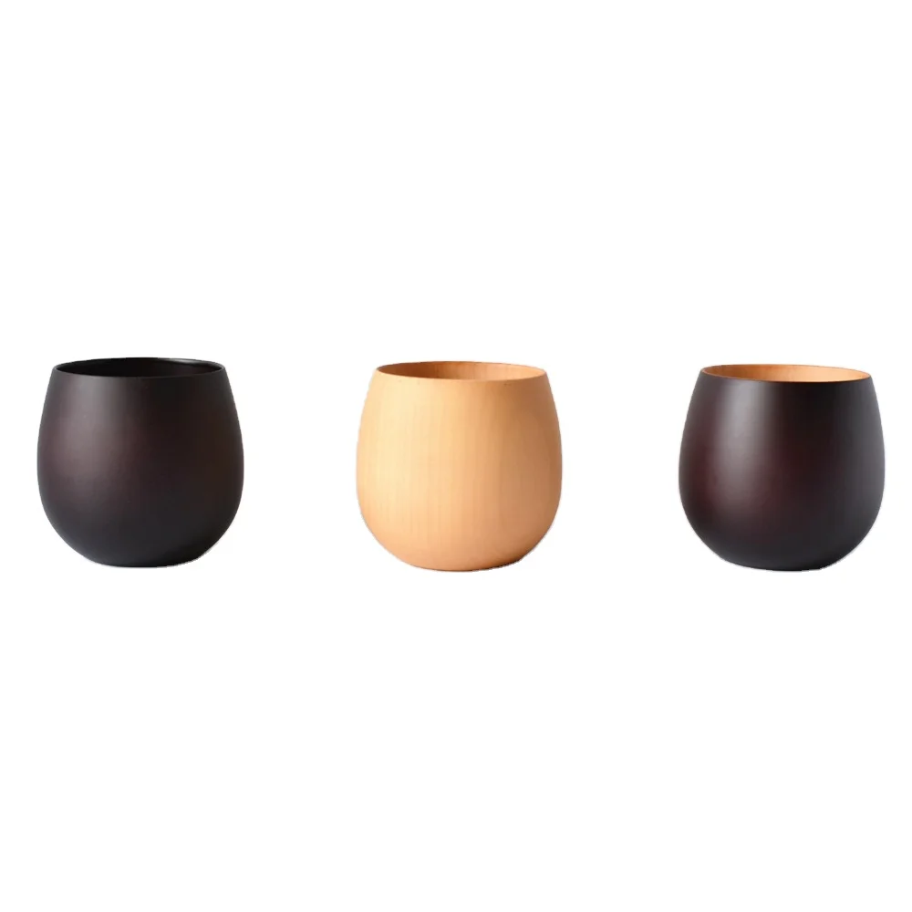250 ML Handmade Solid Reusable Wooden Cup Set Tableware Big Belly Nordic Milk Coffee Cup Espresso Camp Drinking Cup
