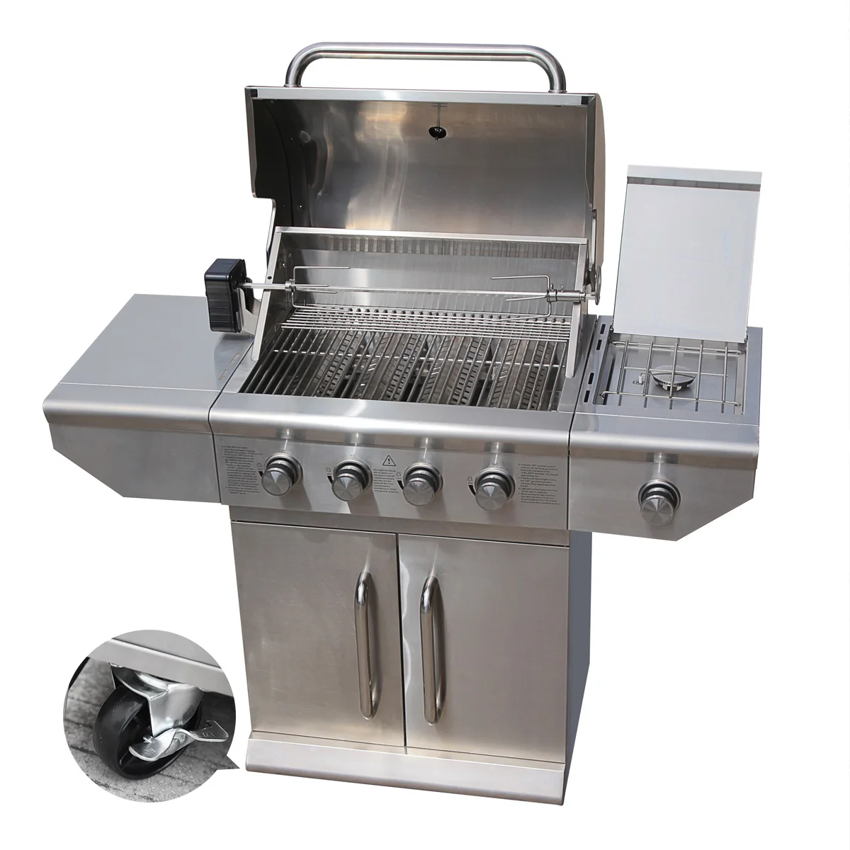 JN410 Outdoor Portable gas barbecue grill 4 main burners gas  Stainless Steel Outdoor kitchen cabinet BBQ Waterproof