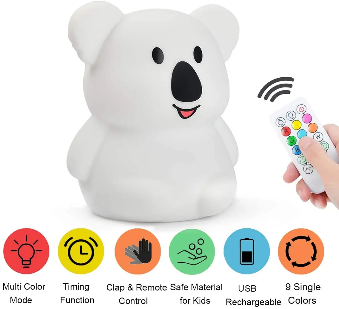 New 3D Koala Commercial Lighting Creative Cartoon Color Changing Remote Control Baby Liverpool LED lamp