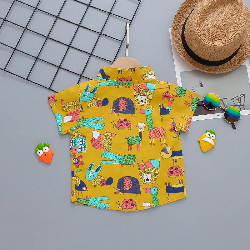Children baby Boy Cotton Short Sleeve Shirt Summer kids boy  Print Tops Shirts Casual Blouse Clothes