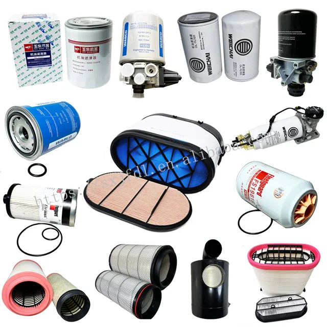 Shacman Howo FAW Dongfeng truck parts Weichai Yuchai filter Air Fuel Oil filter Air dryer Fuel water separator