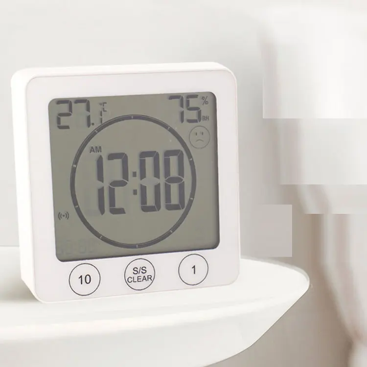 2 IN 1 Waterproof thermometer and hygrometer Touch Screen bathroom wall clock