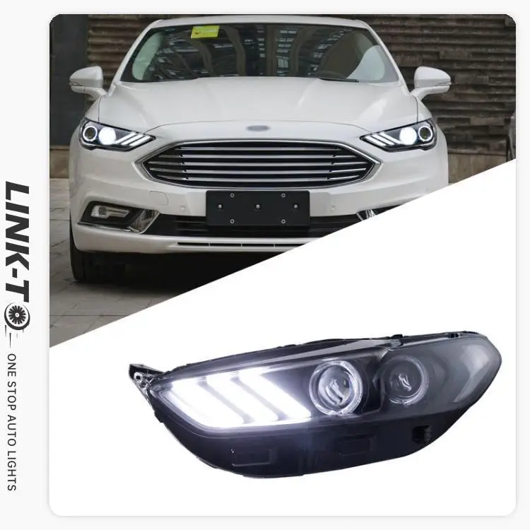 LINK-TO For Ford Mondeo 2017 2018 2019 2020 Headlight Assembly Modified LED Daytime Running Lights Streamer Steering Lens Xenon