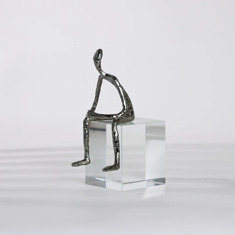 Desktop object ornament abstract arabic home decor accessories gun metal alloy sculpture human figurine craft