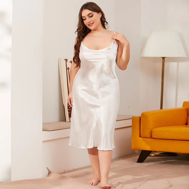 silk sleep wear pajamas satin maxi dresses solid slip dresses plus size night wear dresses