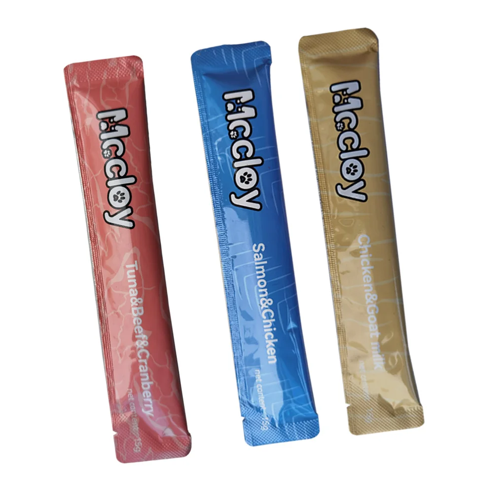 Hot selling wet cat food, salmon chicken flavor ready to eat wholesale cream snacks, cat strips