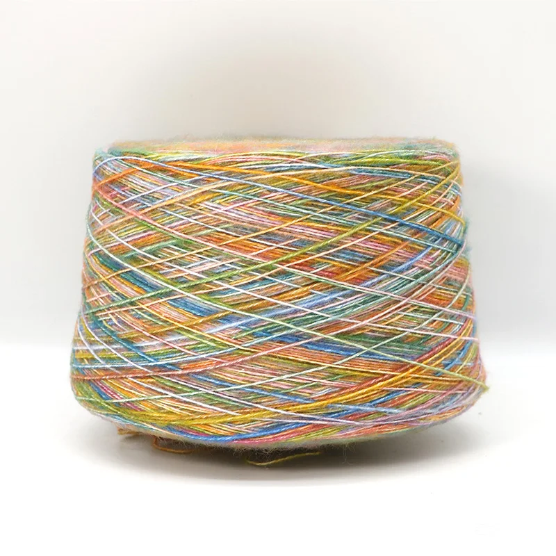 rainbow line cotton yarn soft acrylic & cotton blended knitting and crochet yarn with diy woven handbag crochet yarn