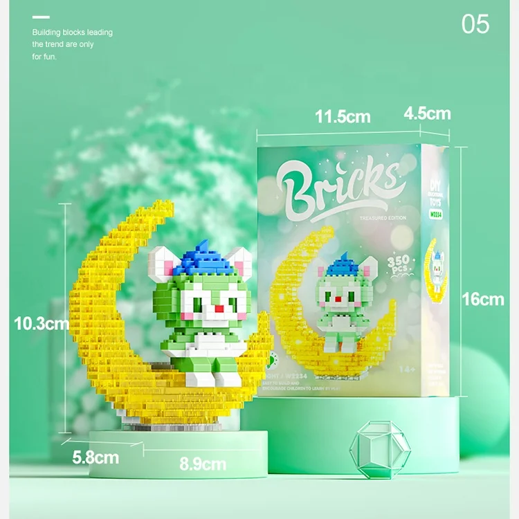 Lele Brother Lighting Moon Cartoon Characters Mini Blocks Children Puzzle Assemble Nano Bricks Toys