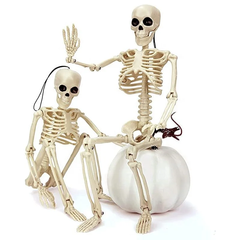 Hanging 40cm Halloween Skeleton Movable Skull Bones Horror Active Human Model Carnival Haunted House Scary Party Festival Props