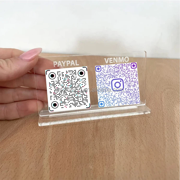 3D Social Media Qr Code Sign Personalized Paypal Scan to Pay App  Gold and Silver Acrylic Qr Code Sign
