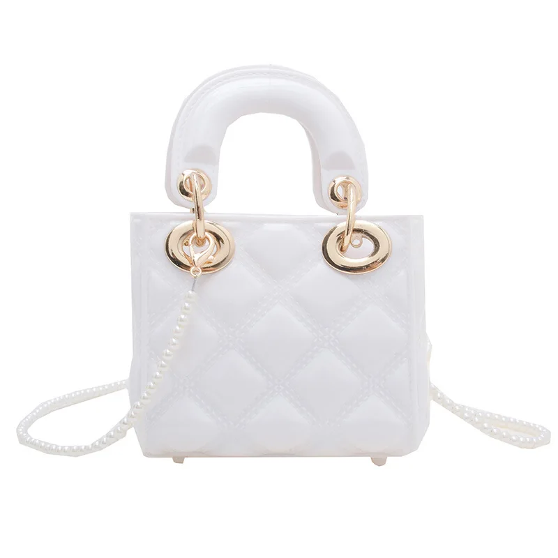 2024 Summer NewJelly Mini Diamond kids Bag PVC Pearl Bag Chain Single Shoulder Crossbody Bag For Women