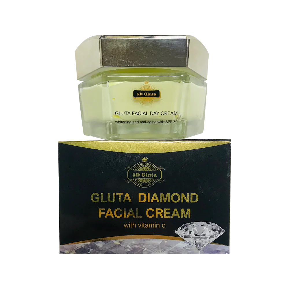 Natural Organic 5D Gluta Diamond Facial Cream with Vitamin C Whitens Brightens Skin Reduces The Appearance of Dark Spots