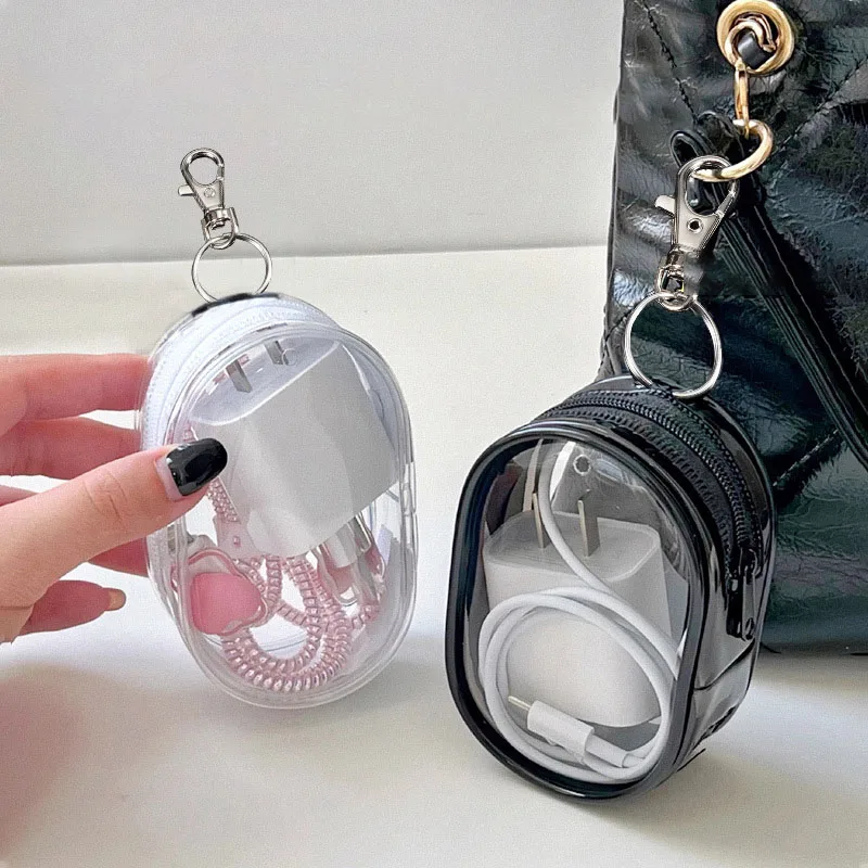 pvc doll figurine storage bag doll display bag transparent storage bag for mobile phone chargers and headphones