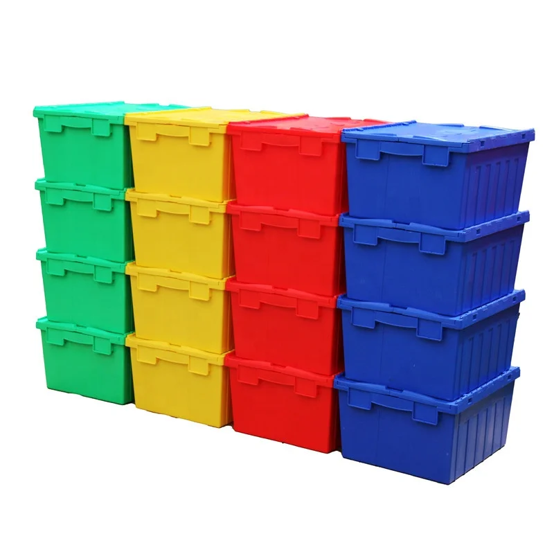 Heavy Duty Spare Part Big Nested Durable Tote Crate Storage Stackable Plastic Turnover Moving Boxes