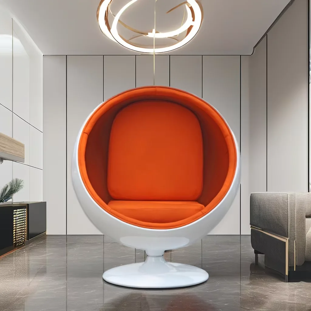 Modern luxury adult leisure fiberglass lounge living room home furniture swivel shaped round ball chair