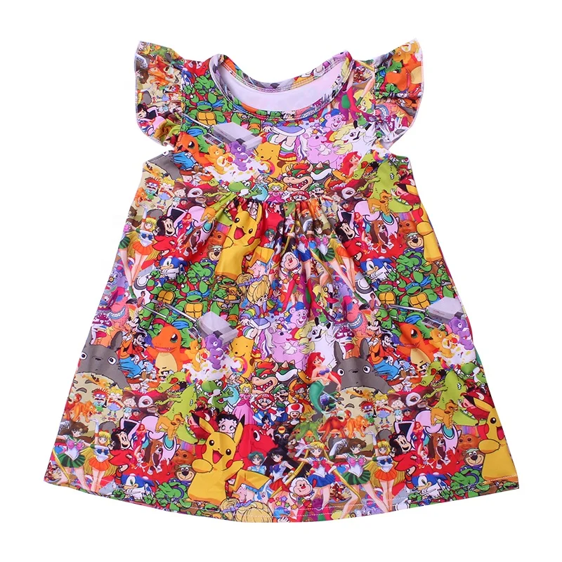 Latest baby frock designs photos new model girl dress pretty baby frock for 3 years baby cartoon character print party skirts