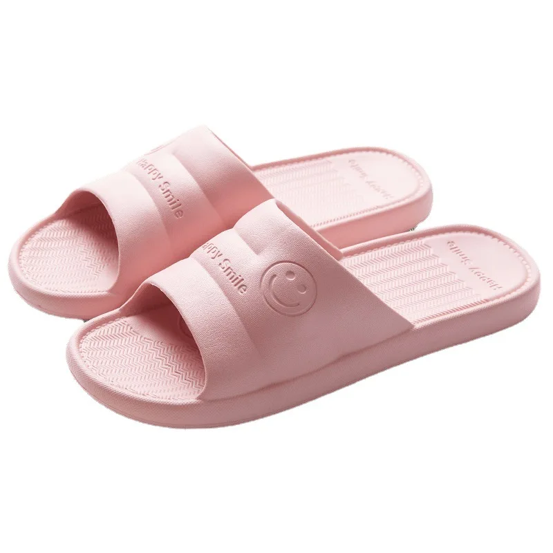 
Summer indoor quiet soft bottom solid color happy smile EVA couple shoes smiley face bathroom slippers 